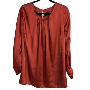 Lane Bryant Wine Colored Scoop Neck Long Sleeve Blouse Size 14 NWT